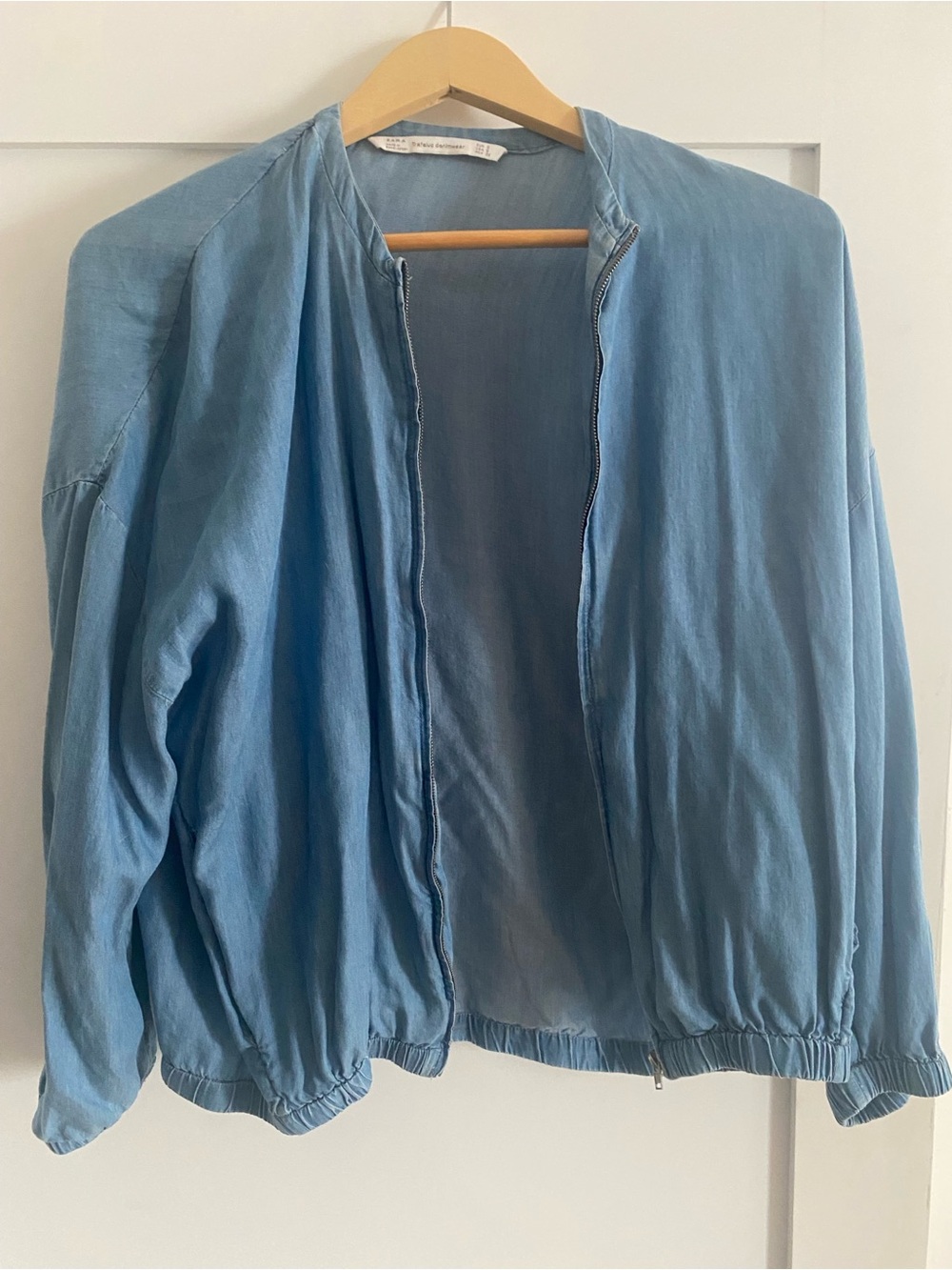Zara Light Blue Denim Bomber style lightweight Jacket